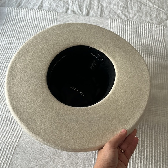 Cream/ivory Gigi Pip felt wide brim hat - Picture 10 of 12